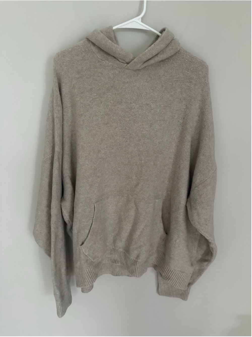 Men’s Abercrombie & Fitch Oversized Knit Hoodie Sweater Beige XXL